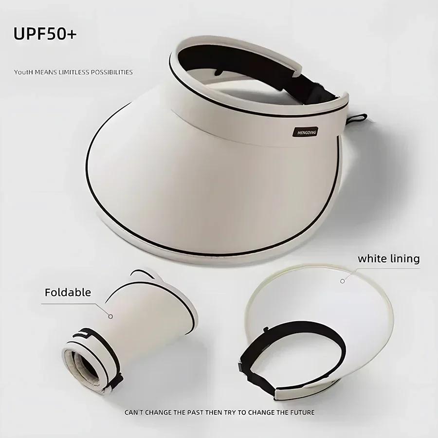 Stylish Summer Empty Top Sun Hat Wide Brim Visor Hat Women Portable Outdoor Sports Beach Cycling Uv Protection Sunshade Hat