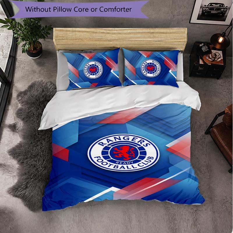 Biancheria da letto a tema Rangers FC Set 3 Pezzi Copripiumino Biancheria da letto Decorativa Per Stanza Adolescenti Decorazione Casa