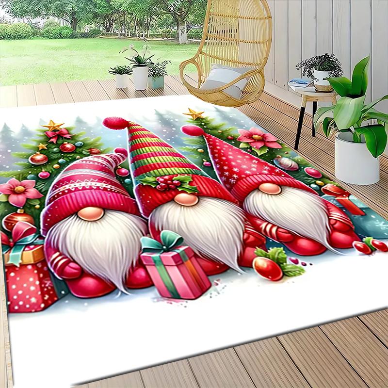 1Pc Christmas Gnome Celebration Carpet Rug Soft Washable Antislip Home Living Room Sofa Mats Personalized Christmas Rug