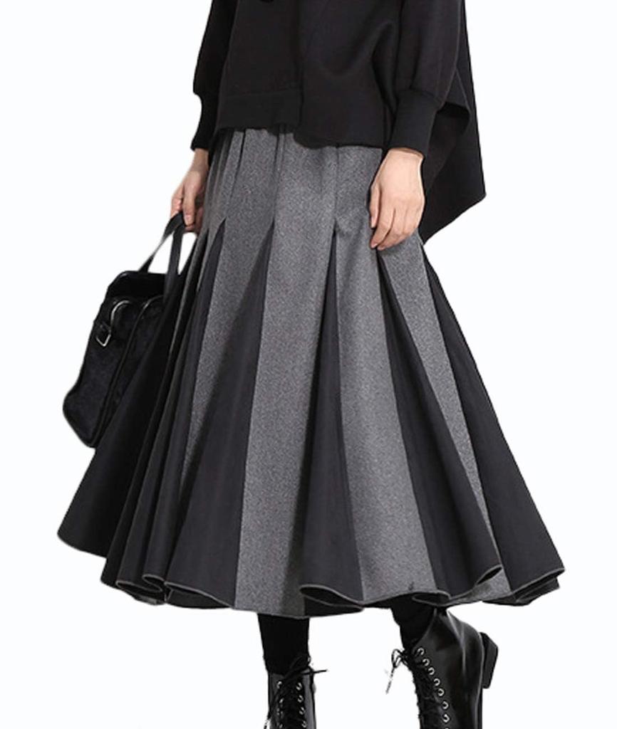 Sueeya Long Contrasting Elastic Perfect for Night and Everyday Wear Women's Skirt, Two-Tone, Fabric, Waist, Cute, Stylish, Figure-Flattering,