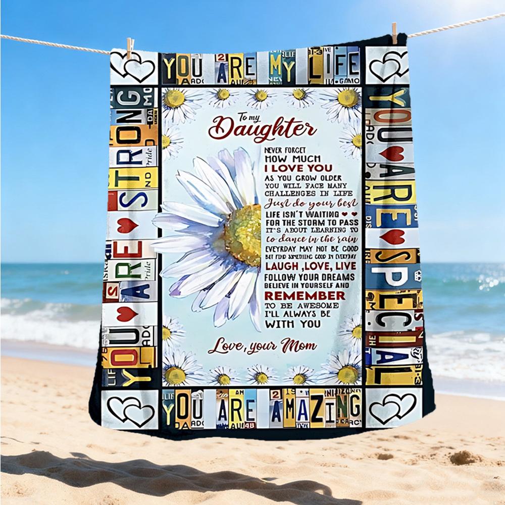 

1 шт. Плед для улицы с цитатой «Любовь дочери», Мягкий и удобный плед, Повседневный теплый плед для улицы, Хороший подарок на день рождения yy251201171 75x90cm