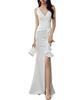 BaiFuFen Sexy Long Sleeveless Dress for and New Elegant Back Ruffle Slit Dress for Elegant Women's V-Neck Weddings, Concerts, Receptions, Year's
