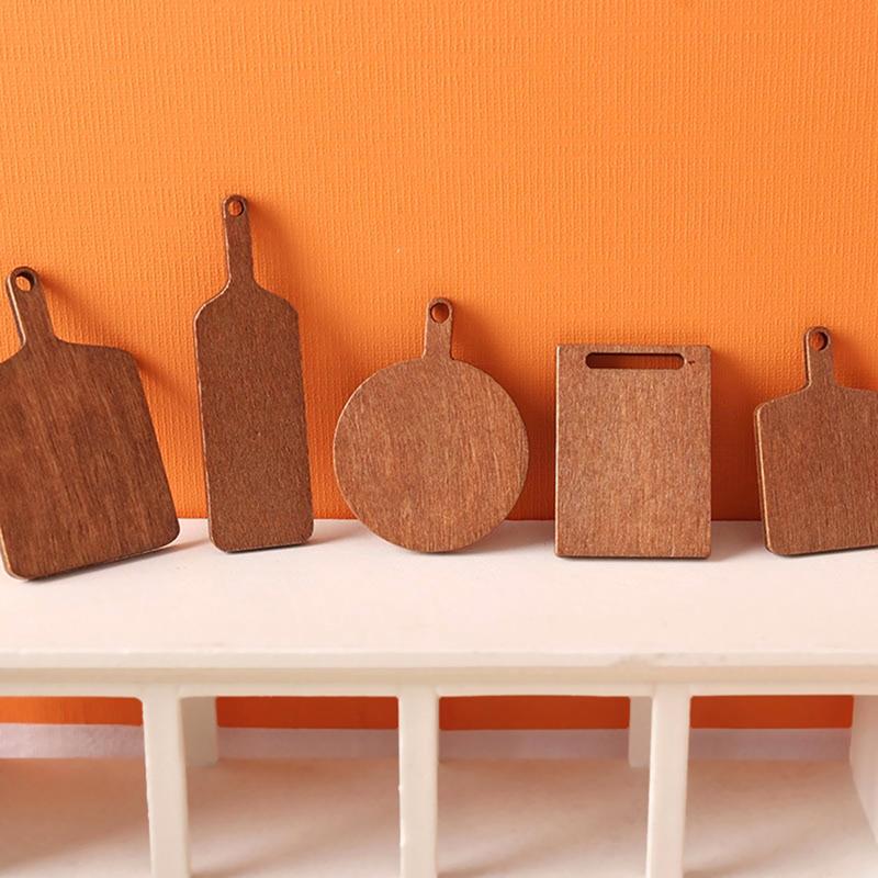 5Pcs/Set 1:12 Dollhouse Miniature Chopping Board Simulation Cutting Board Bread Dessert Board Model Kitchen Decor Toy Doll House Accessories