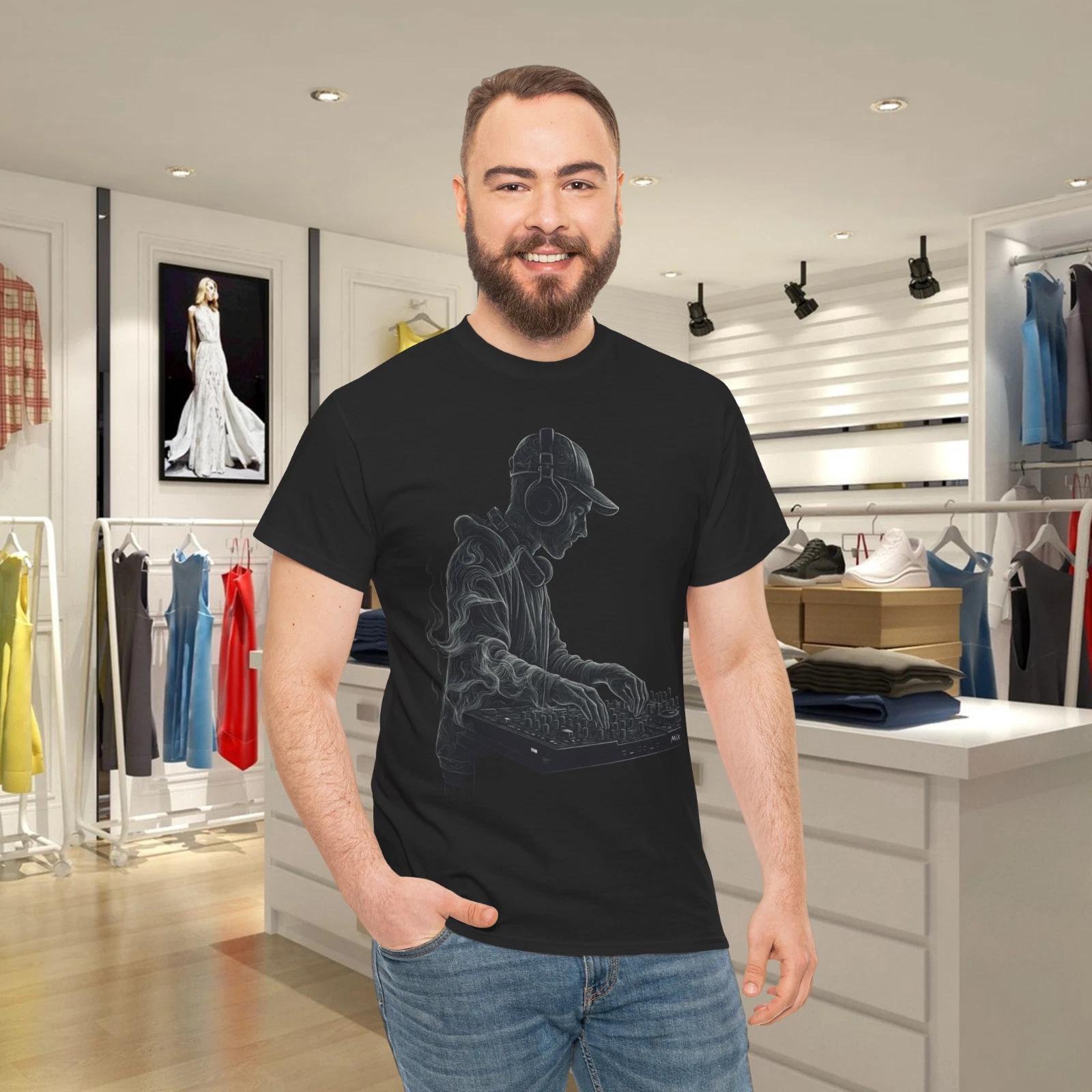 Monochrome smoke DJ illustration T-Shirt 3XL
