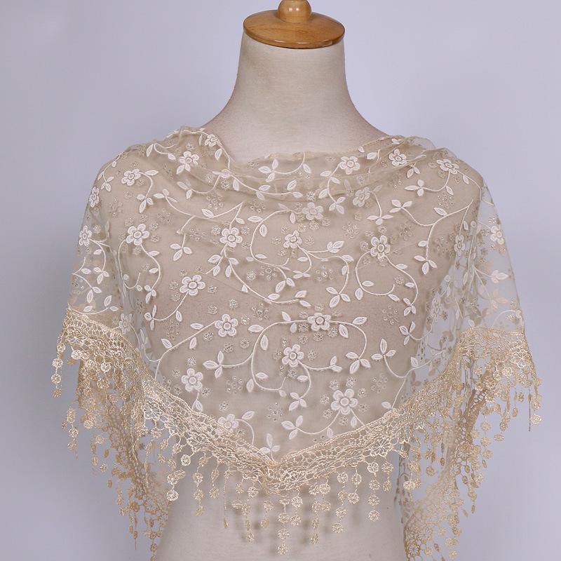 Sciarpa a scialle triangolare con stampa floreale, moda donna per primavera e autunno