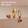 3PCS Unique Stainless Steel Earrings Set for Women Rose Red Crystal Zircon Huggie Hoop Earring Wedding Romantic Jewelry