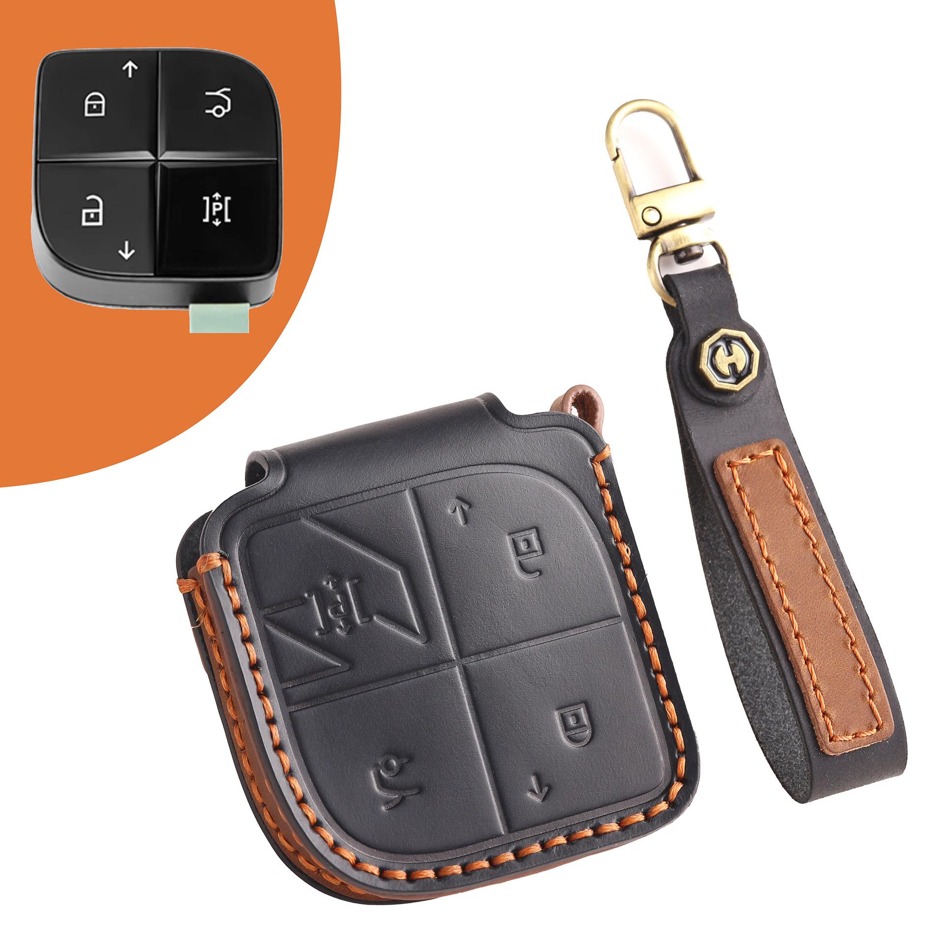 

Высококачественный чехол для ключей автомобиля подходит для ключа 2023 Lynk & Co 08, кожаный новый брелок Lynk & Co 08. чёрный