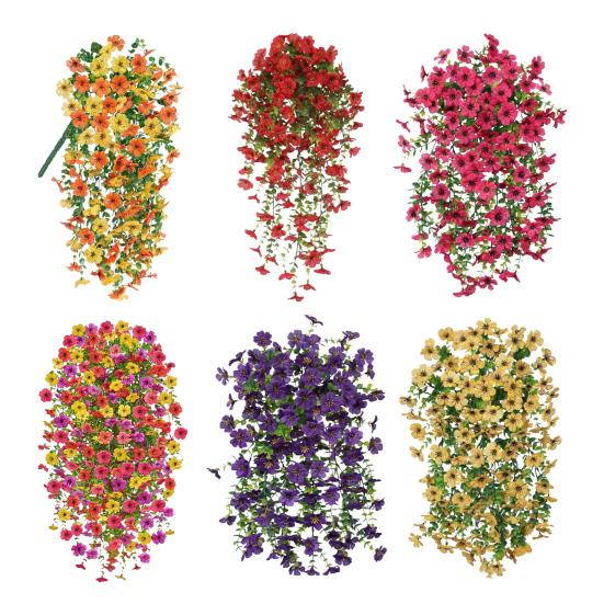 1/4 stk Hengende Kunstig Fiolett Blomst UV-bestandig Falsk Silke Blomst Bryllupsfest Innendørs Utendørs Hage Vegghengt Fusk Blomst Dekorasjon