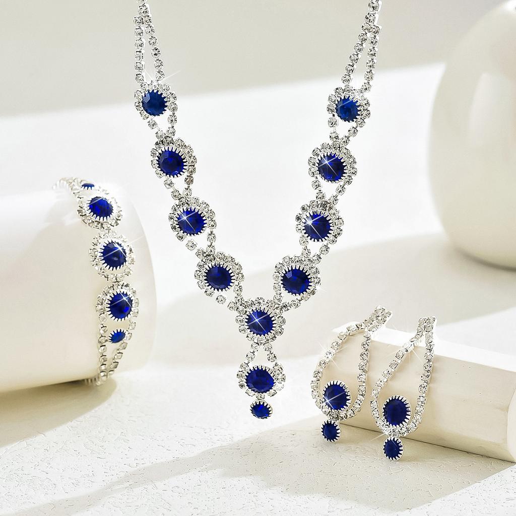4PC Women's Fashion Copper Claw Chain Sunflower Necklace Earrings Bracelet Zircon Set Wedding Banquet Party Holiday Gift