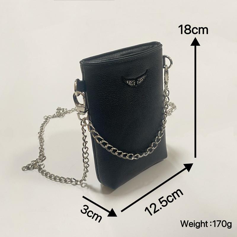 Shoulder Crossbody Simple Bag With Chain And Wing Rhinestone Decor For Daily