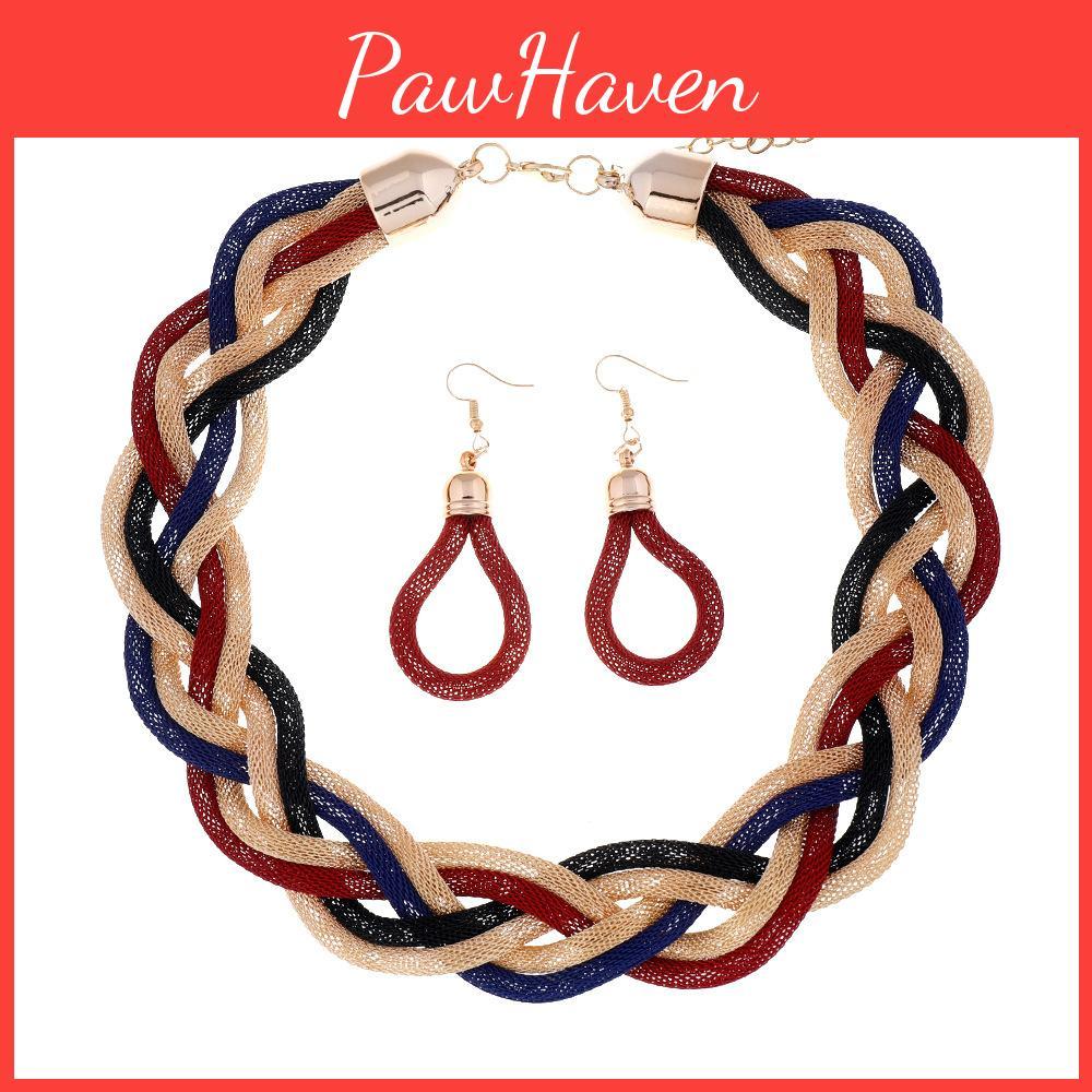 Style Necklace European And Earrings Jewelry Set With Geometric Design For Women