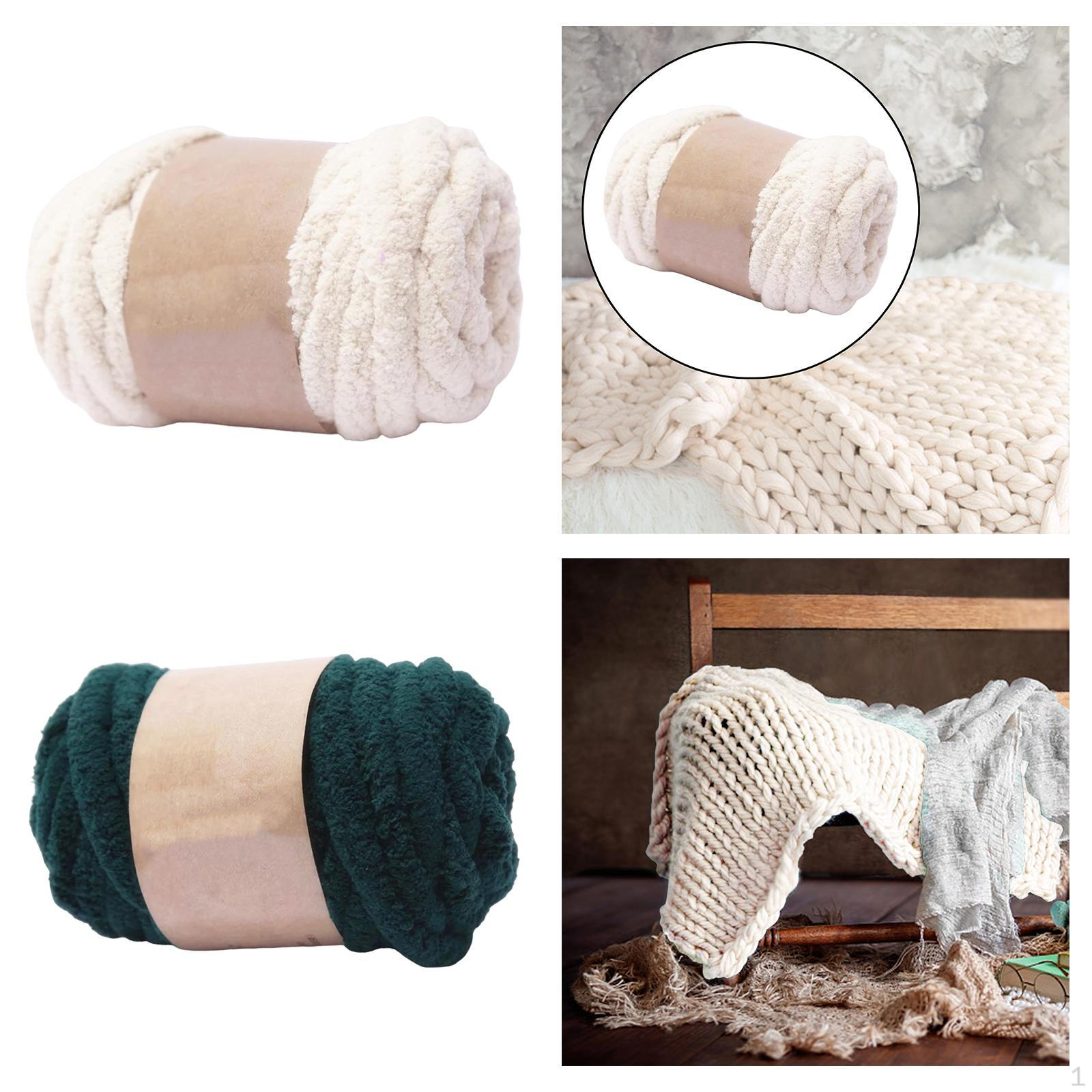 

2 мотка толстой объемной пряжи для ручного вязания, DIY-рукоделия, бежевого, белого и темно-зеленого цветов