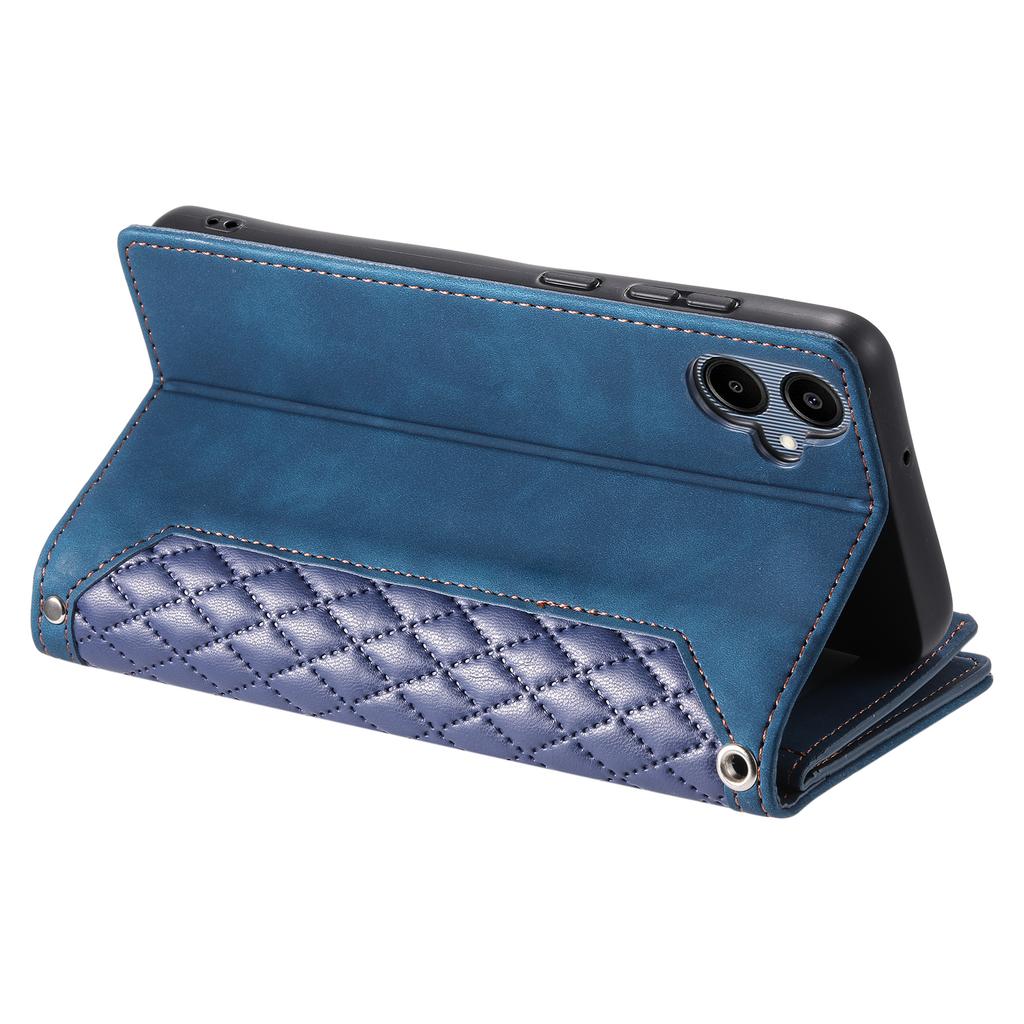 For Samsung Galaxy A07 5G/A07 4G Wallet Case Rhombus Stitching Line PU Leather Phone Cover with Wrist Strap