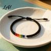 Simple Niche Style Bracelet Rainbow Beads for Men Women Handmade Cute Small Gift Friends Braided String Bracelet Adjustable Woven Rope Wristband