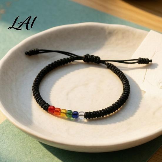 Simple Niche Style Bracelet Rainbow Beads for Men Women Handmade Cute Small Gift Friends Braided String Bracelet Adjustable Woven Rope Wristband