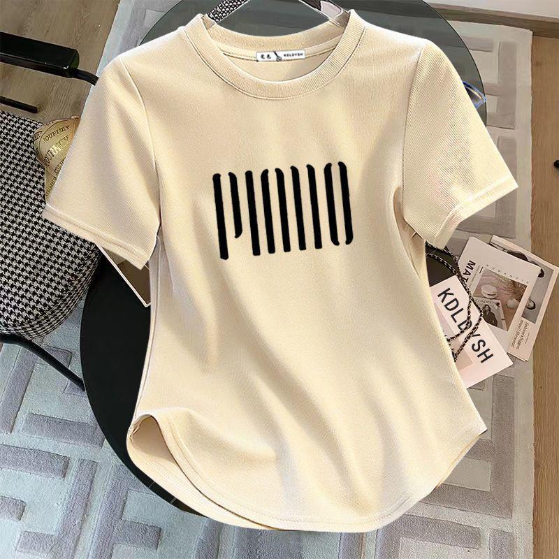 

Plus Size Women s Curved Print Short Sleeve T-shirt: Summer 2025 Slimming & Stylish Loose Fit Versatile Top 4XL