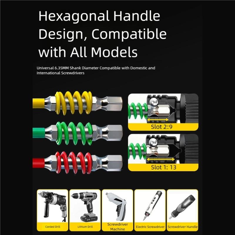 2Pcs High Strength Nonslip Drill Bit 6.35mm with Spring Loaded Feature Antislip for Electrician Tool Fastening