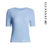 ELLASSAY Women's Silk-Cotton Slim Fit Short Sleeve Knit Top