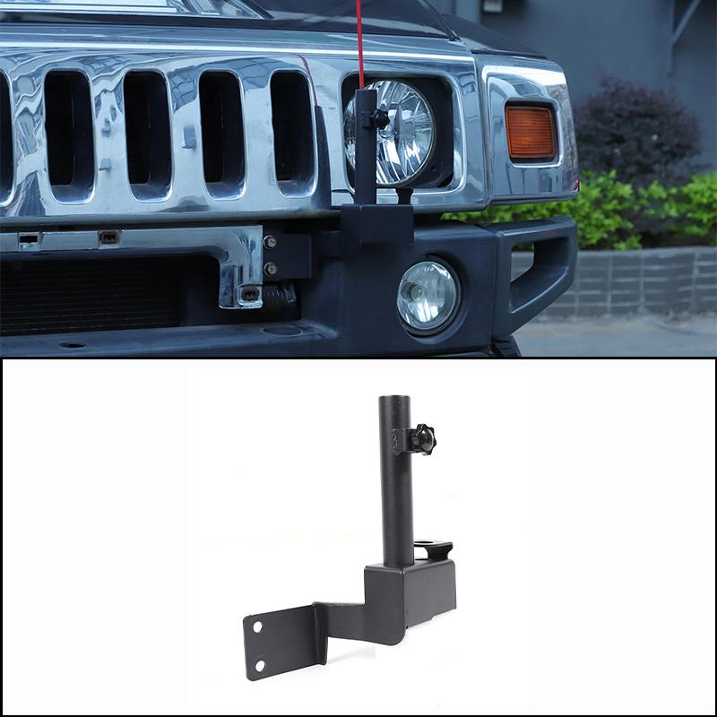 Carbon Steel Black Front Bumper Antenna Flagpole Bracket For Hummer H2 2003 2004 2005 2006 2007-2009 Car Exterior Accessories