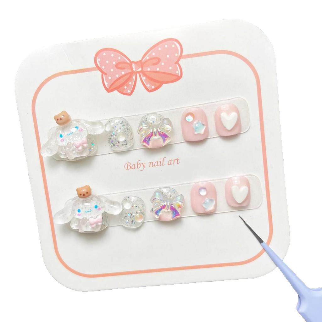 Cinnamonroll Doggy 3D Baby Nail Stickers - Handmade Children's Wearable Short Style Manicure