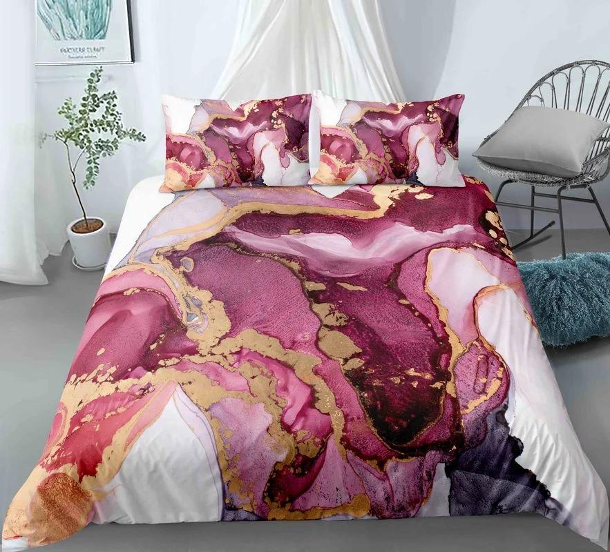 Chic Marble Duvet Cover Microfiber Mint Gold Glitter Turquoise Bedding Set Abstract Aqua Blue Quilt Cover Single Twin Full Size