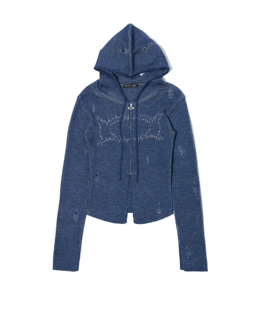 CRITIC Wormhole Hoodied Knit(For Women) Blue