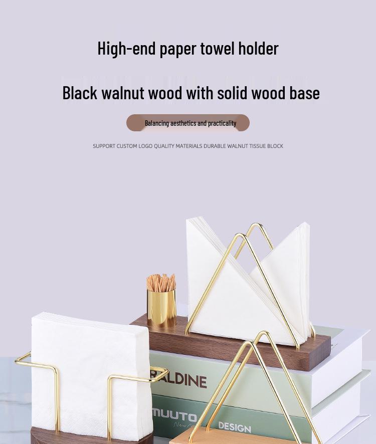Walnut Wood Napkin Holder - Round & Square Solid Wood Stand for Dining Table