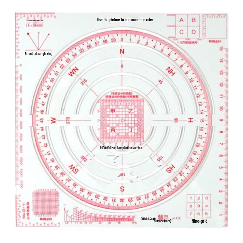 Hua Qianmo Multi-Functional Map Reading & Plotting Ruler