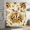 Sunflower Shower Curtain Rustic Farmhouse Decor Toned Pig Bath Mat Set for Bathroom Decoration