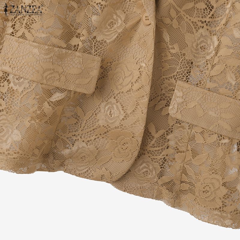 ZANZEA Women Summer Fashion See-Through Lace Cardigan Blouse