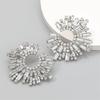 Unique Crystal Sunflower Earrings for Women Large Circle Flower Shape Accessory