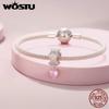 WOSTU 925 Silver Crown Charm Infinite Love Angel Zircon Beads Fit Original Bracelet Bangle Jewelry Gift for Women