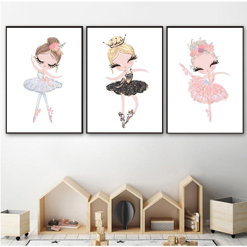 Baby Room Decor Living Room Decoration Wall Pictures Dancing Girl Canvas Paintings For Children Nursery Posters And Prints