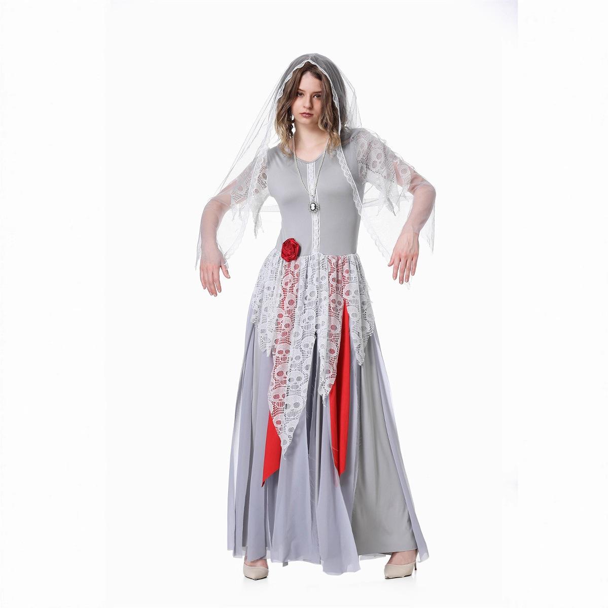 

Хэллоуинский костюм фата невесты-призрака костюм зомби-вампира для маскарада S