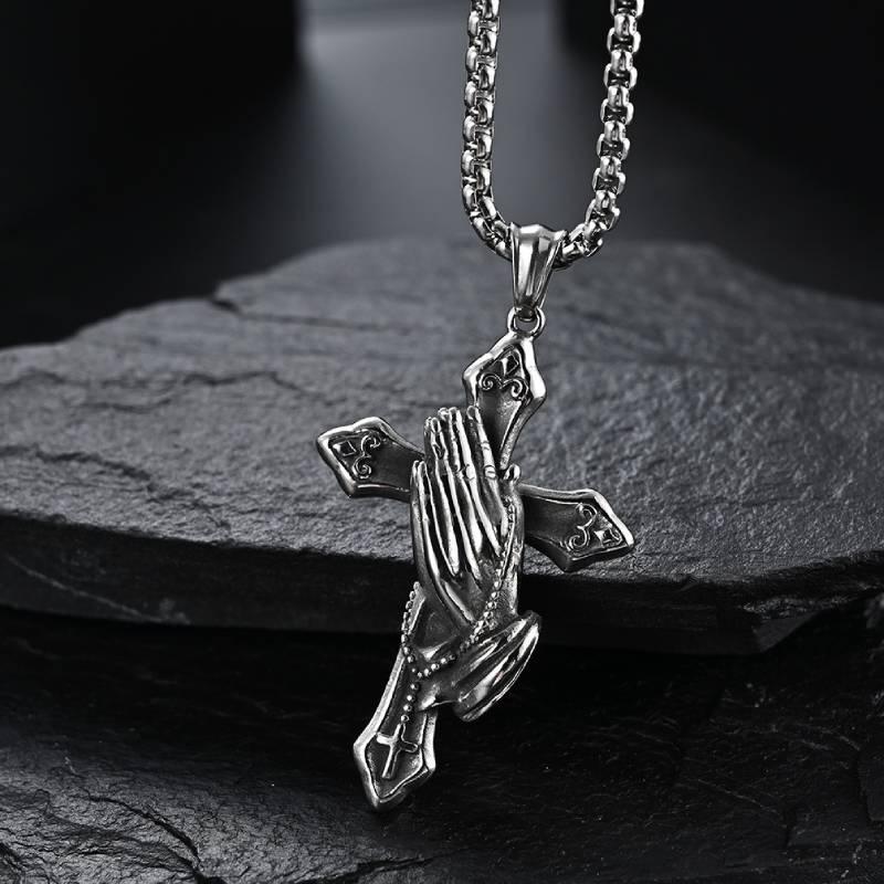 Mens Stainless Steel Jesus Christ Face Crucifix Cross Pendant Necklace Fashionable And Religious