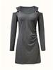 Autumn 2023 Women's Off-Shoulder Bodycon Dress: Long-Sleeved, Short Skirt, Sexy European & American Style