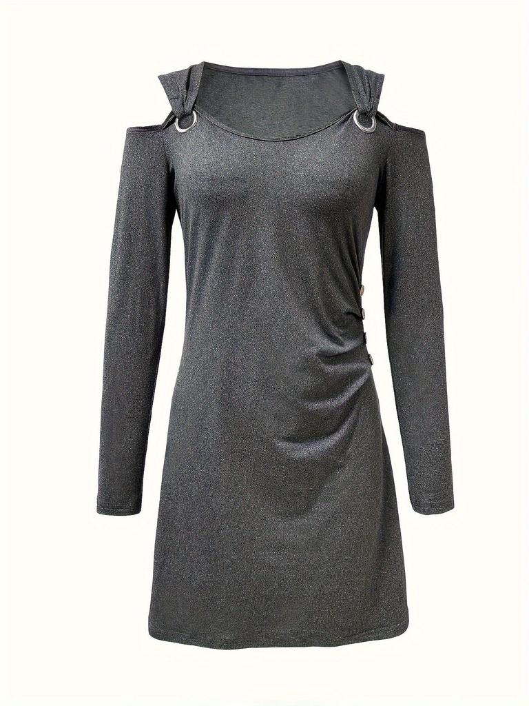 Autumn 2023 Women's Off-Shoulder Bodycon Dress: Long-Sleeved, Short Skirt, Sexy European & American Style