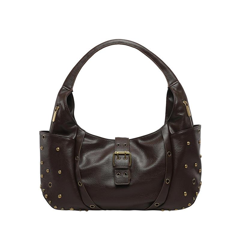 PU Large Capacity Shoulder Bag Women 2026 New Rivet Design Versatile Casual Crossbody Bags Vintage Commute Tote Handbags