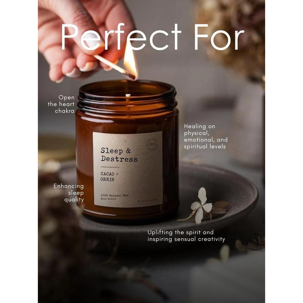 Scented Candles Set of 4 Natural Wax | Sleep- Focus-Relax-Refresh 100g | 30Hrs