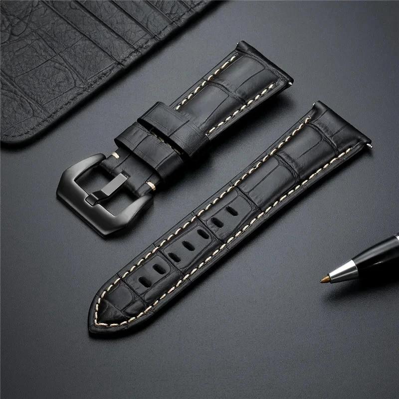 High Quality Genuine Leather Watch Strap 20mm 22mm 24mm 26mm Men Watchband Black Brown Blue Leather Watch Band