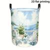 Laundry Hamper with Fountain Natural Style Pattern Print, Storage Basket with Handles, Polyester Fiber, Laundry Basket, Large Capacity Storage Basket,