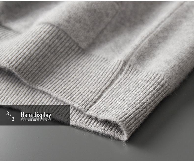 Siping Men's Thick Cashmere Cardigan, Zipper Stand Collar, Warm Knit Outerwear, Business Casual Wool Sweater