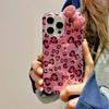 Korean Style Leopard Print Phone Case With 3D Bow IPhone 15 Pro Max Shockproof Glossy PC Cover In Or Pink