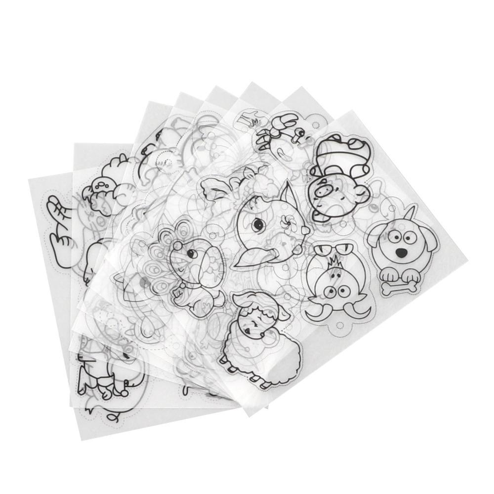 

8pcs Colorable Heat Shrink Sheets Different Patterns Shrink Art Paper DIY Ornaments animal
