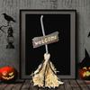 Flygande Häxkvast Halloween Häxa Flygande Kvastskaft Belyst Realistiska Gående Scenrekvisita Med Skrämmande Skratt För Huvudägarfest