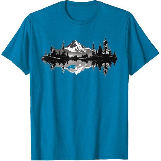 Mountain Landscape Reflection Forest Trees Outdoor Wildlife T-Shirt