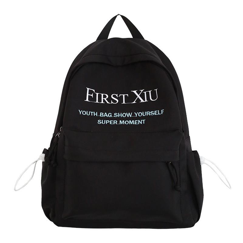 School bag Korean version ins style versatile junior high school student school bag solid color letter backpack high value simple lightweight backpack
