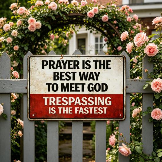 Prayer Is The Best Way To Meet God Sign Christian Religious Metal Plaque Rustic No Trespassing Warning Sign for Fence