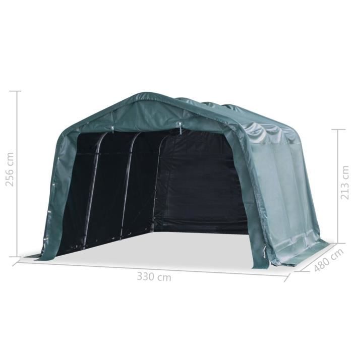VidaXL Tente amovible pour bétail PVC 550 g/m² 3,3 x 4,8 m Vert foncé