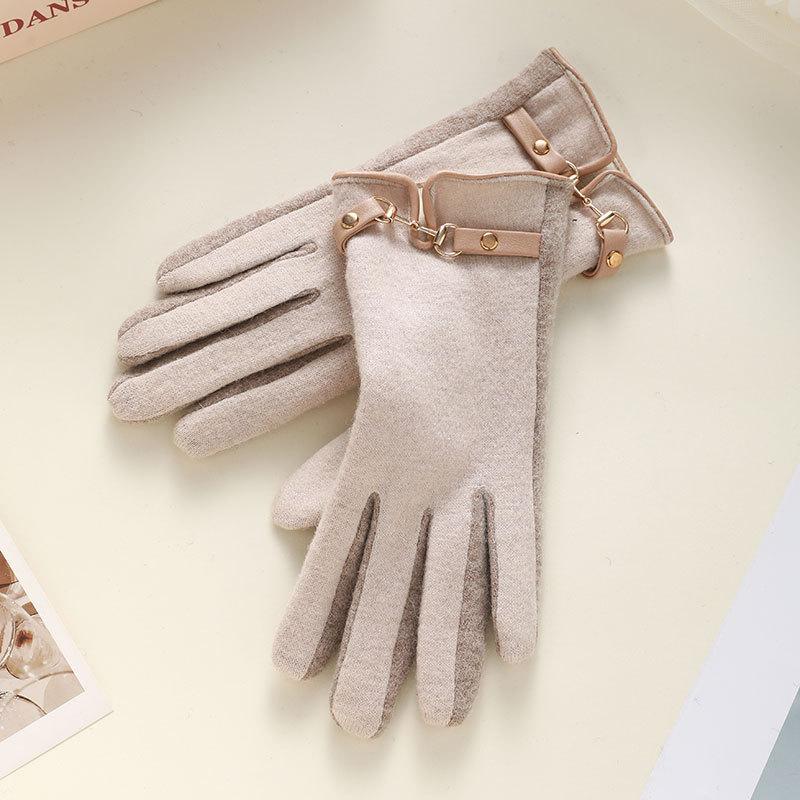 Cashmere Thermal Gloves for Women's Autumn and Winter Touch Screen Sub-fingers Korean Version of Fashion